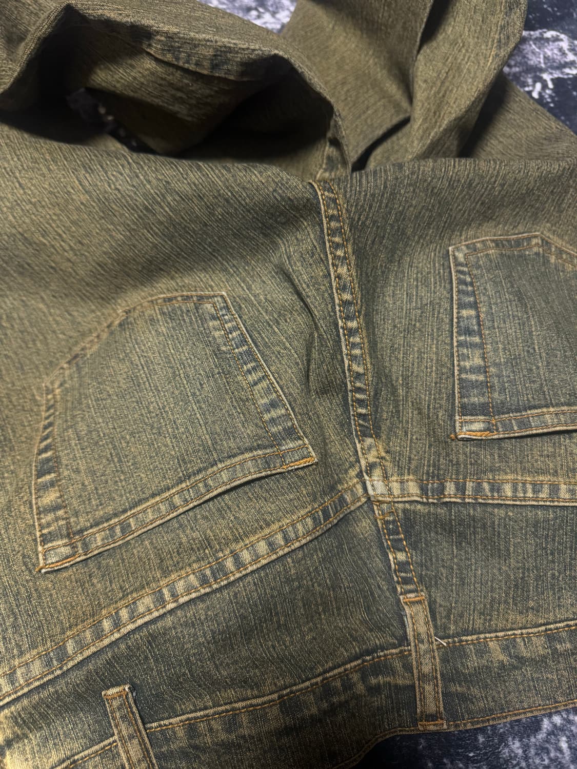 Beads Detail Olive Wash Flare Denim 상품이미지5