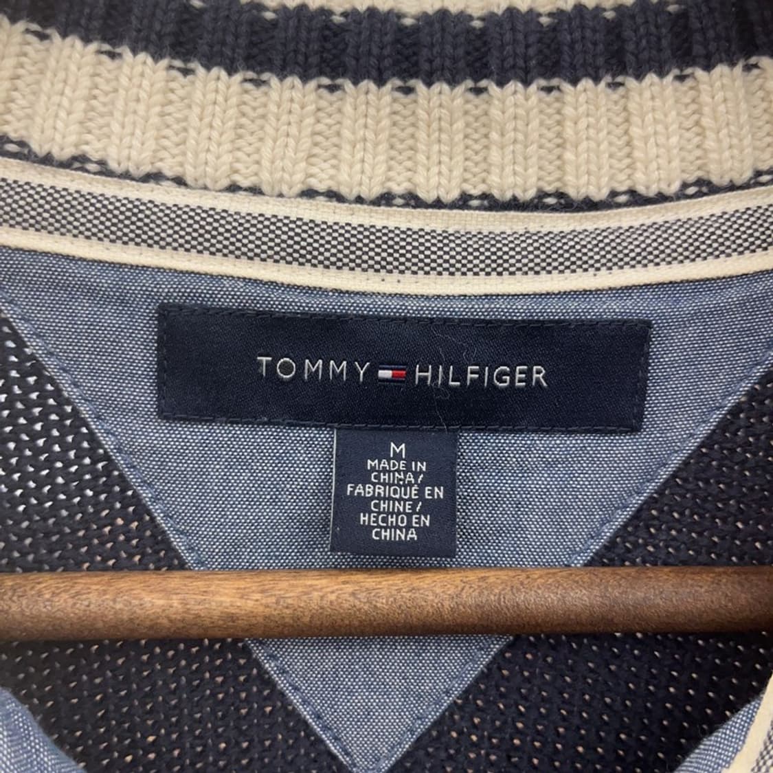 타미힐피거 올드스쿨 레트로 자수패치 집업 니트 가디건 M C07413 상품이미지5