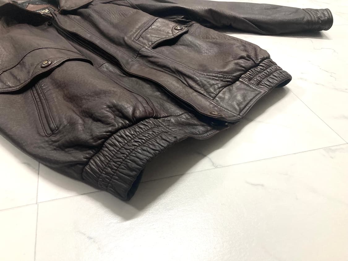 90s 양가죽 A-2 램스킨 레더 봄버 자켓 100-105 상품이미지6