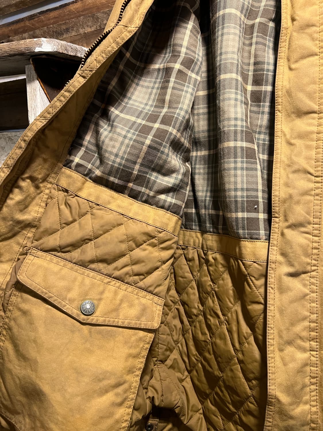 [L]L.L.Bean 엘엘빈 체크 라이닝 브라운 왁스 헌팅자켓 상품이미지6