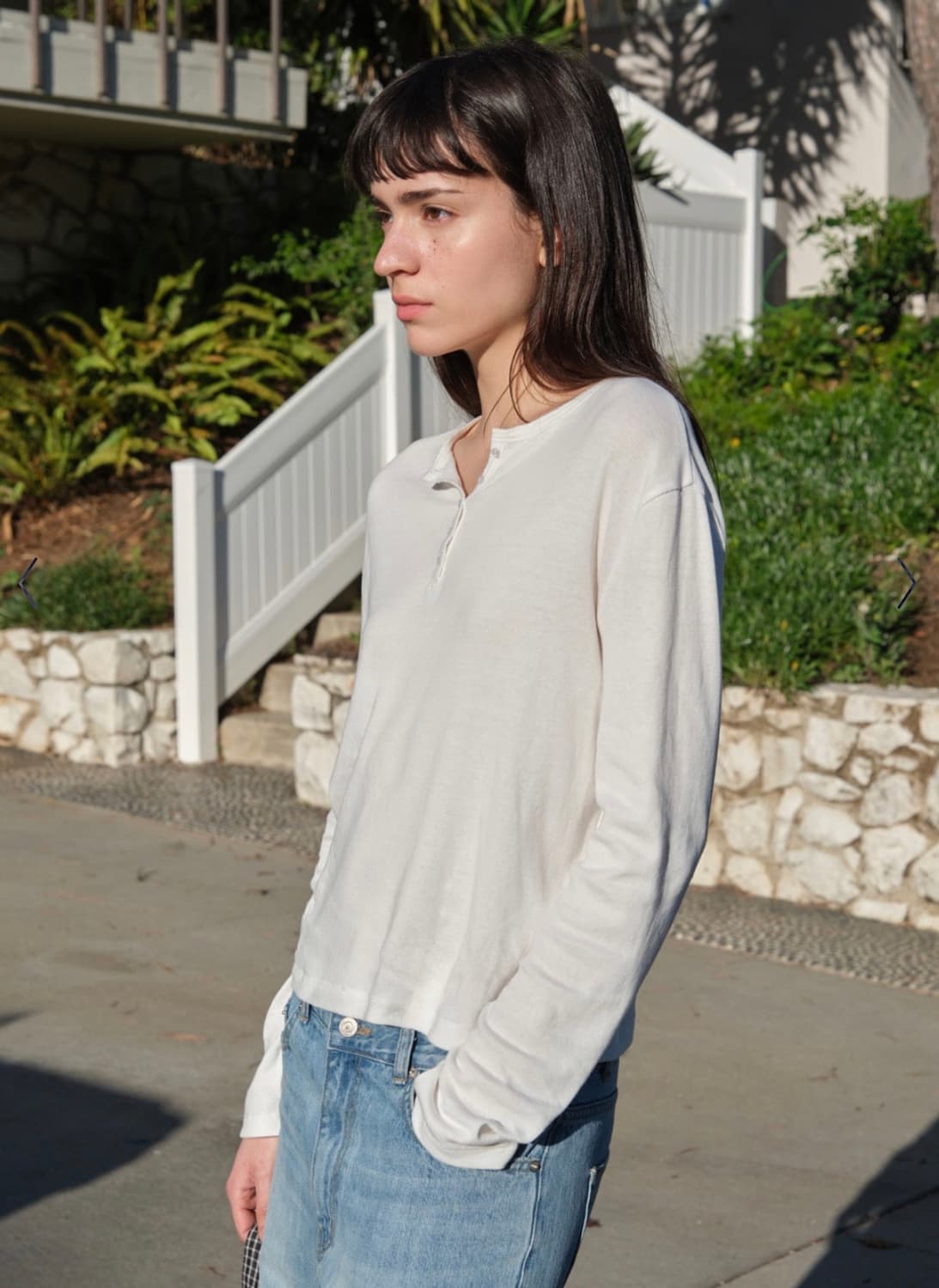 Relaxed Henley Tee Ivory 상품이미지1