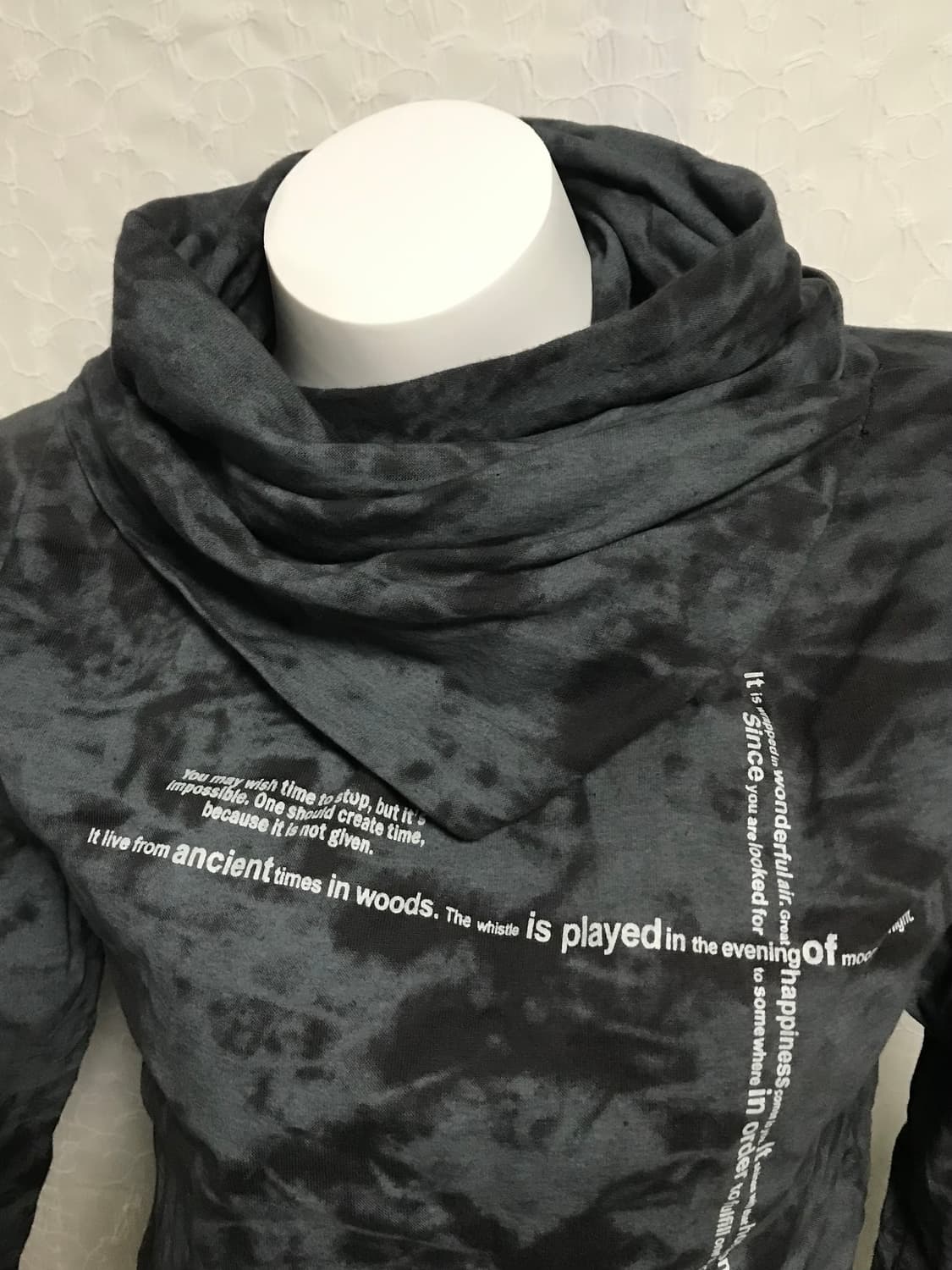 빈티지 00s vkei 드레이프 하이넥 타이다이 레터링 롱슬리브 탑 상품이미지2