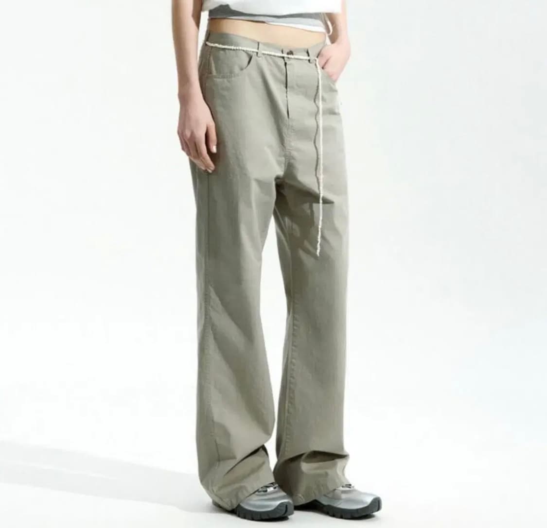 로우클래식 - 워시드 코튼 릴랙스드 팬츠 (그린베이지 L사이즈) 상품이미지2