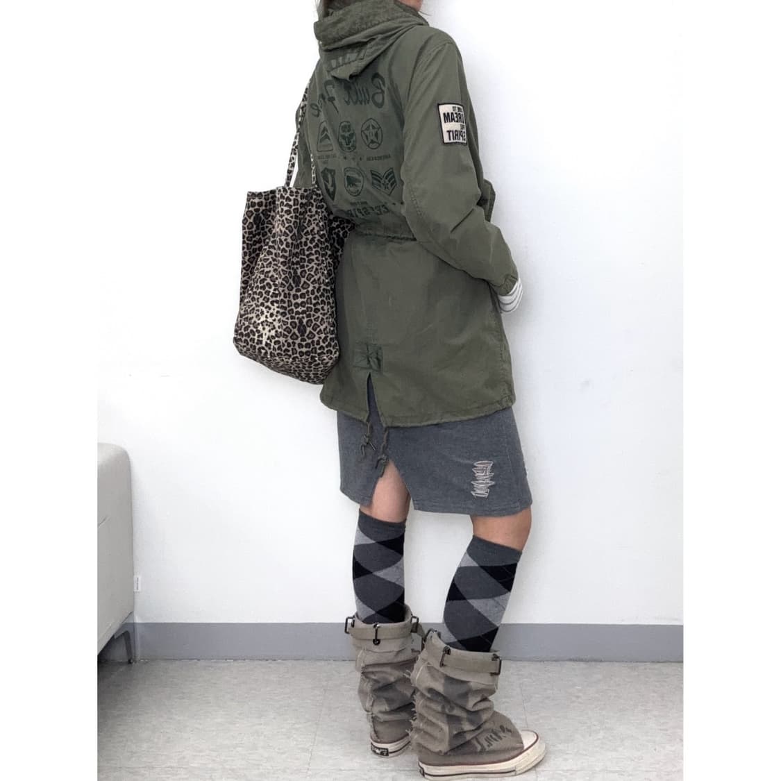 빈티지 카키 하이넥 야상 자켓 워크웨어 y2k 상품이미지3