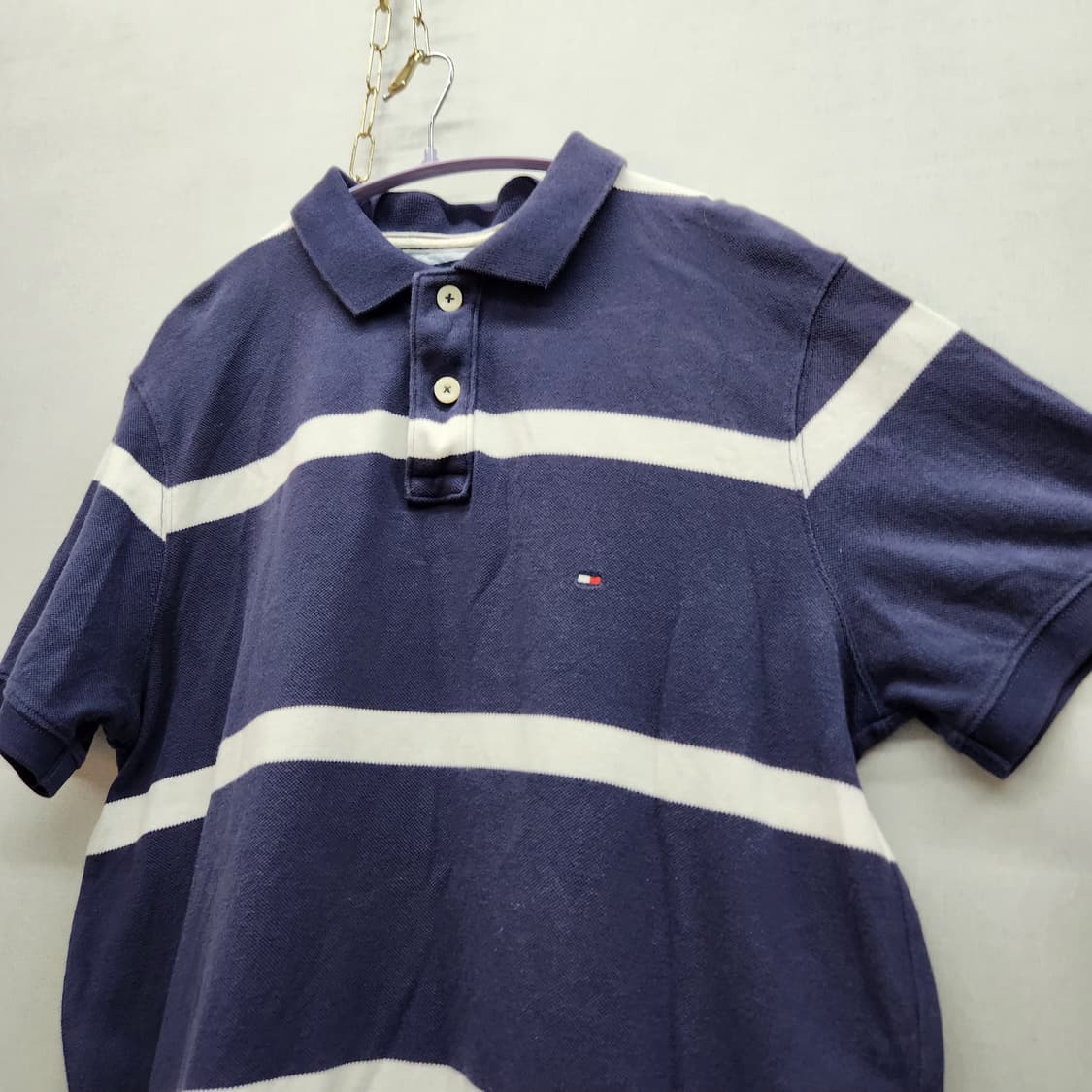 타미힐피거 로고자수 스트라이프 반팔카라 L(L) 상품이미지3