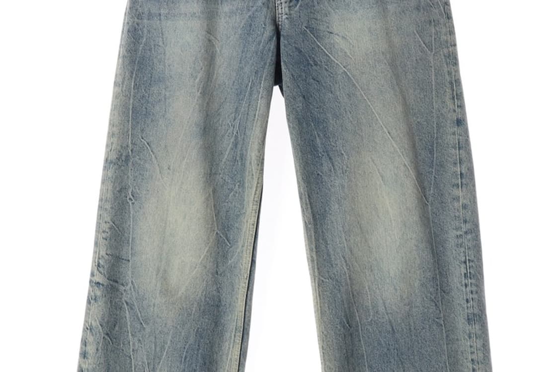 모드나인 연청 워싱 와이드 데님팬츠 30 상품이미지4