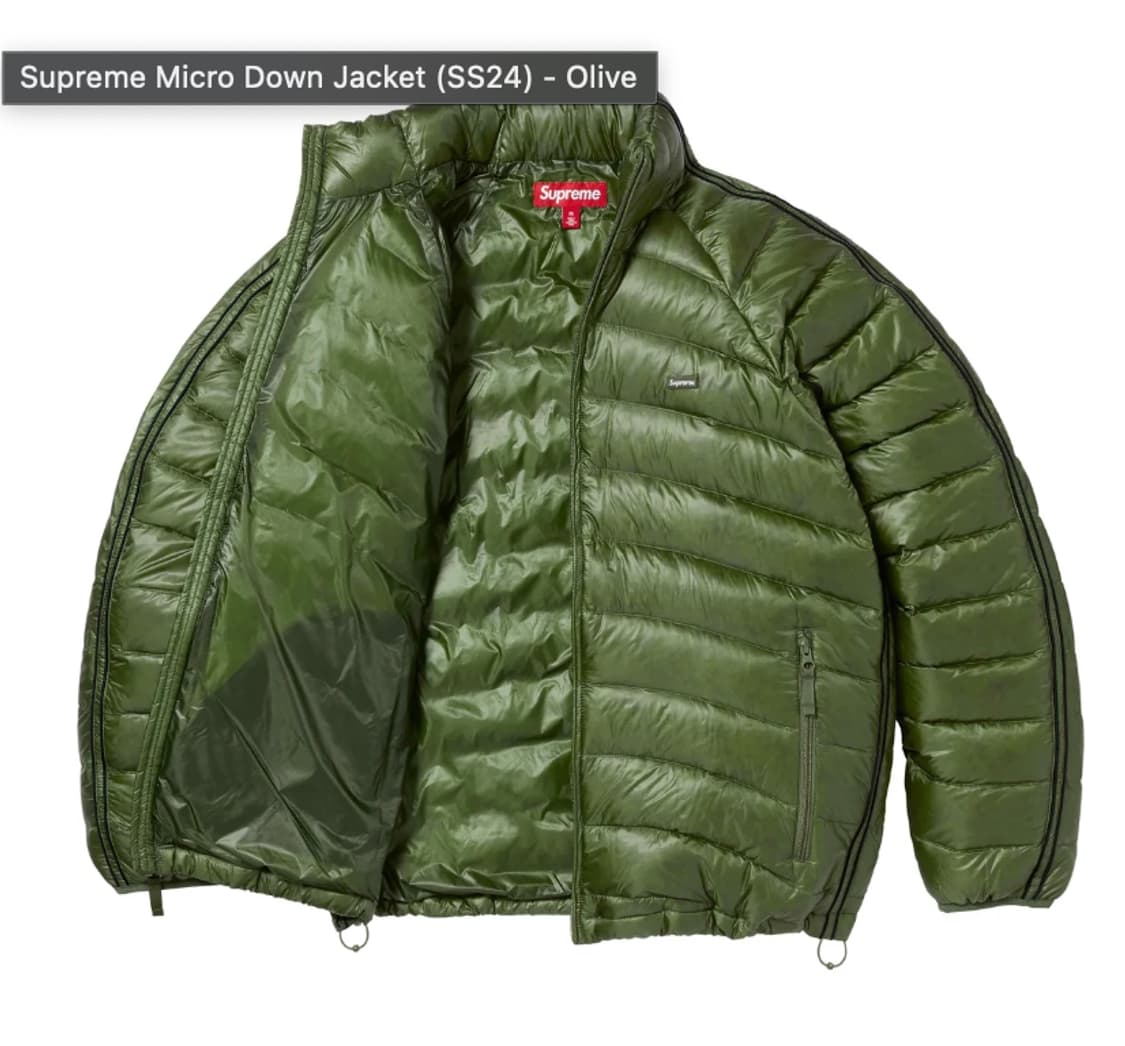 24SS 슈프림 마이크로 다운 자켓 올리브 상품이미지2
