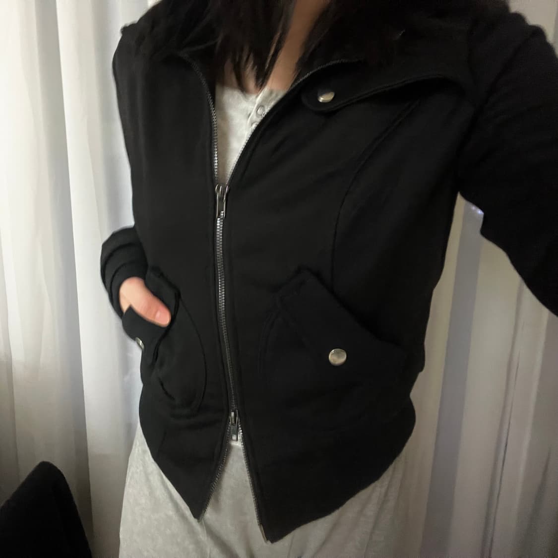 투웨이 집업자켓 블랙 상품이미지1