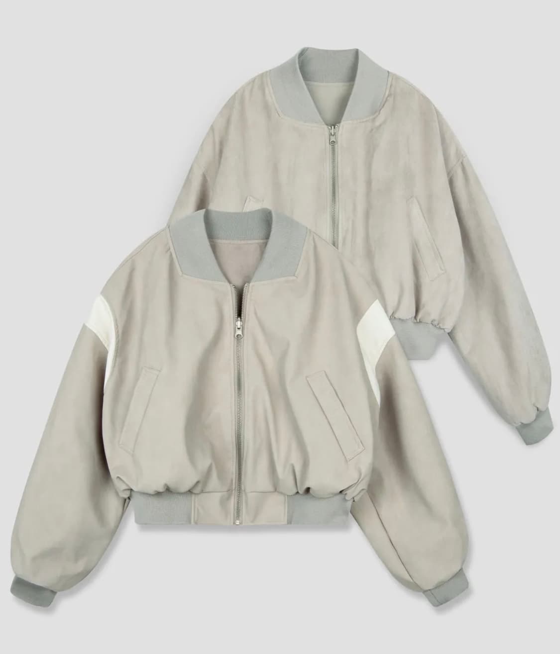 플레이스 스튜디오 리버시블 레더 자켓 바시티 블루종 점퍼 베이지 판매 상품이미지1