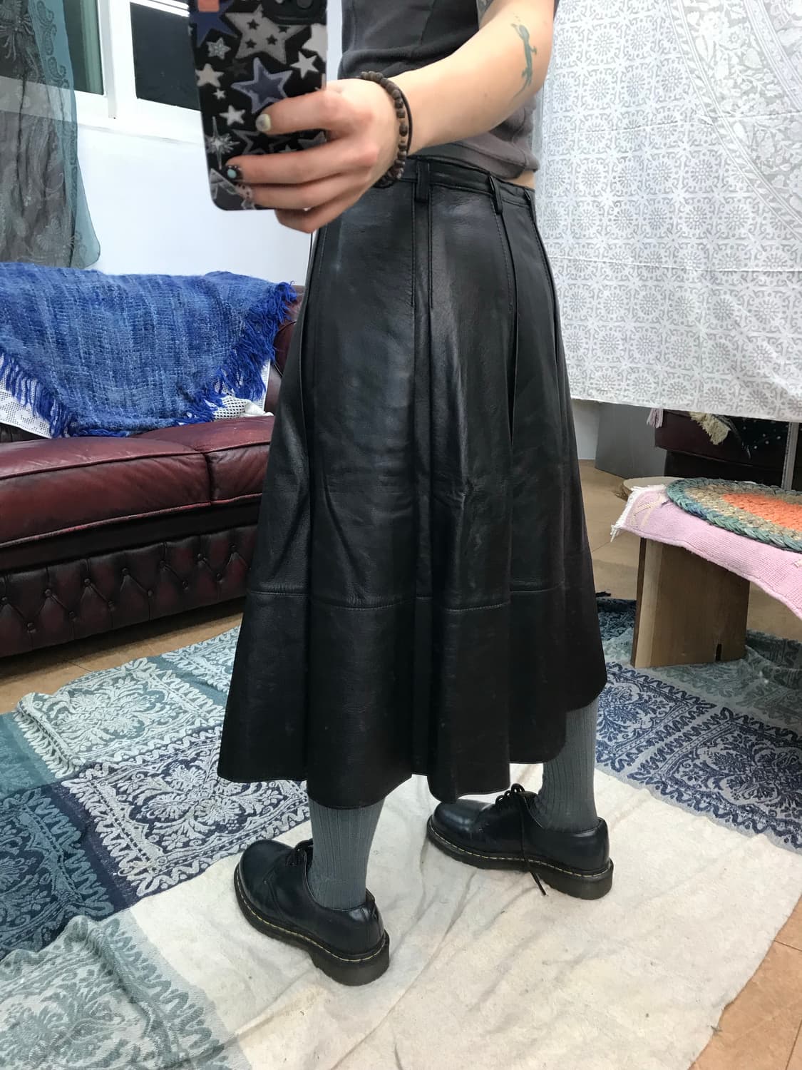 Chalayan 샬라얀 이탈리아 양가죽 턱 미디스커트 상품이미지2