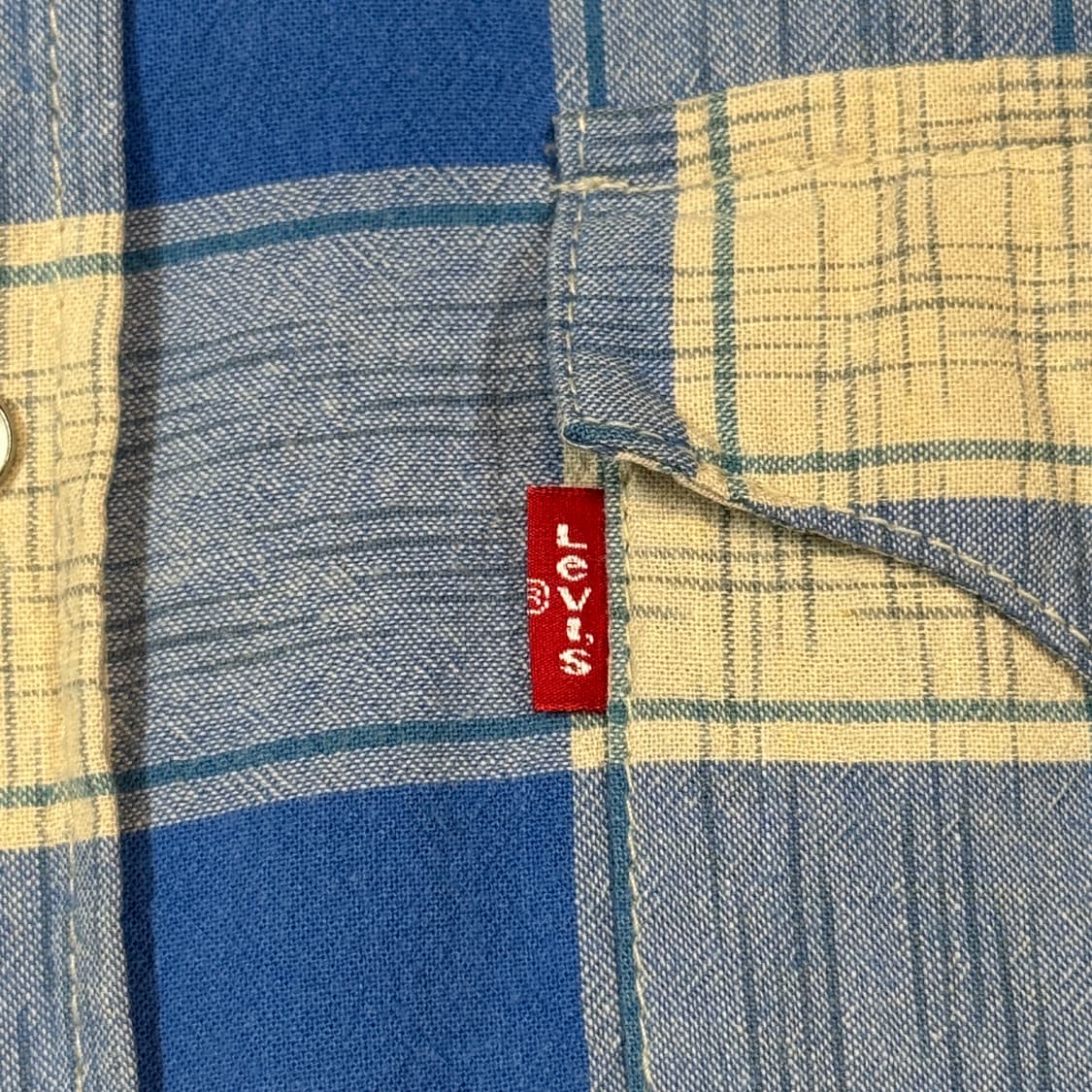M) 리바이스 블루 체크 반팔 웨스턴 셔츠 상품이미지4