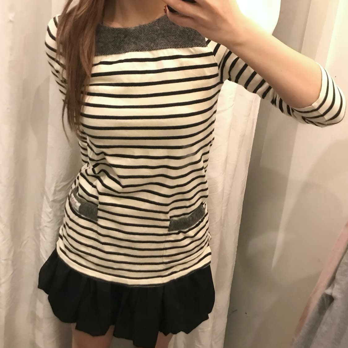 JPN Vintage 모리걸 포켓 스트라이프 롱슬리브 상품이미지1