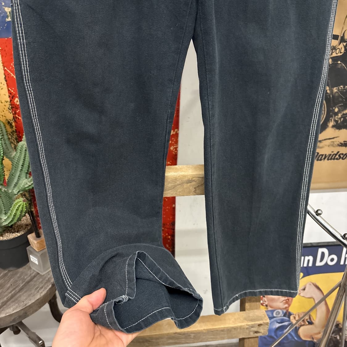 올드 디키즈 화이트 스티치 카펜터 코튼 워크팬츠 블랙 N1042   상품이미지4