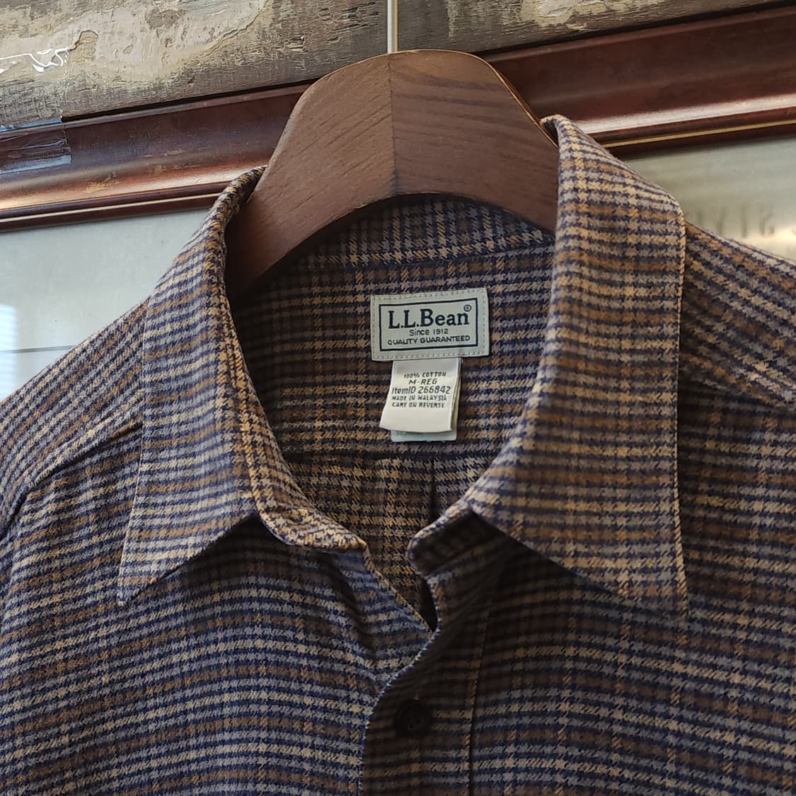 90s 엘엘빈 체크셔츠 플란넬 셔츠 헤비코튼 워크셔츠 하운드투스 m 상품이미지6