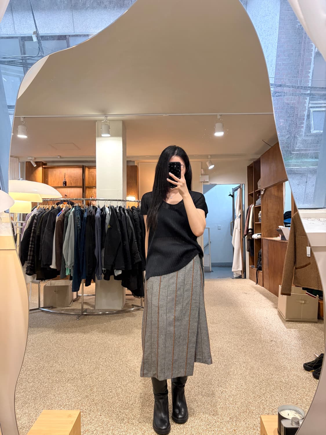 브루넬로 쿠치넬리 글렌 체크 랩 플리츠 스커트 상품이미지2
