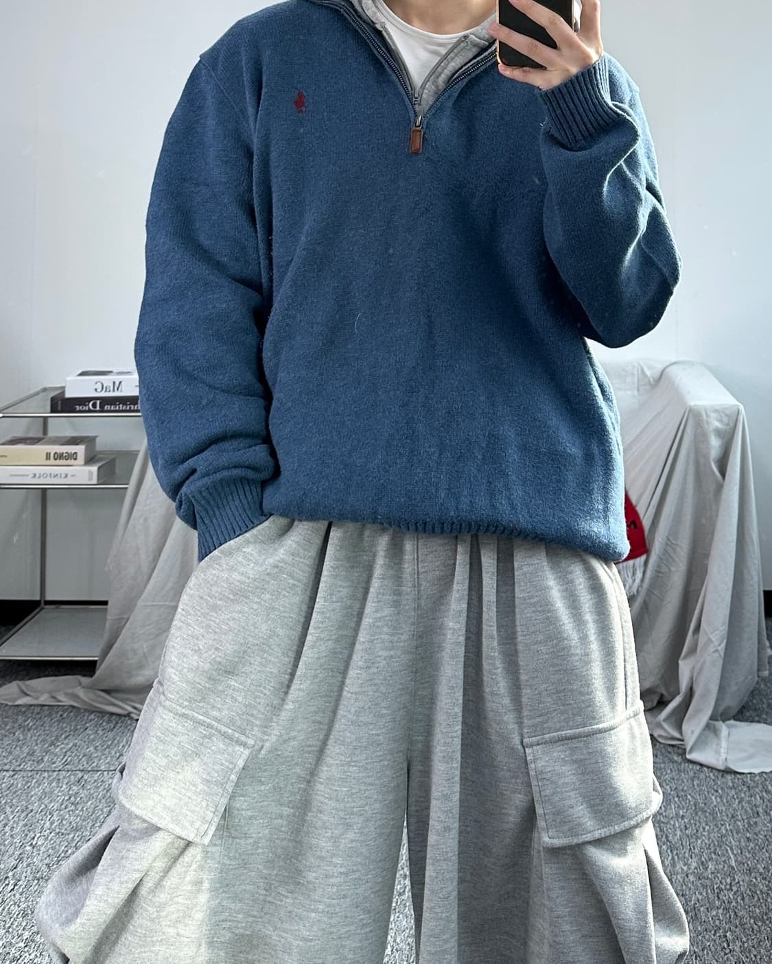 폴로 랄프로렌 블루 니트 하프집업 2XL 상품이미지3
