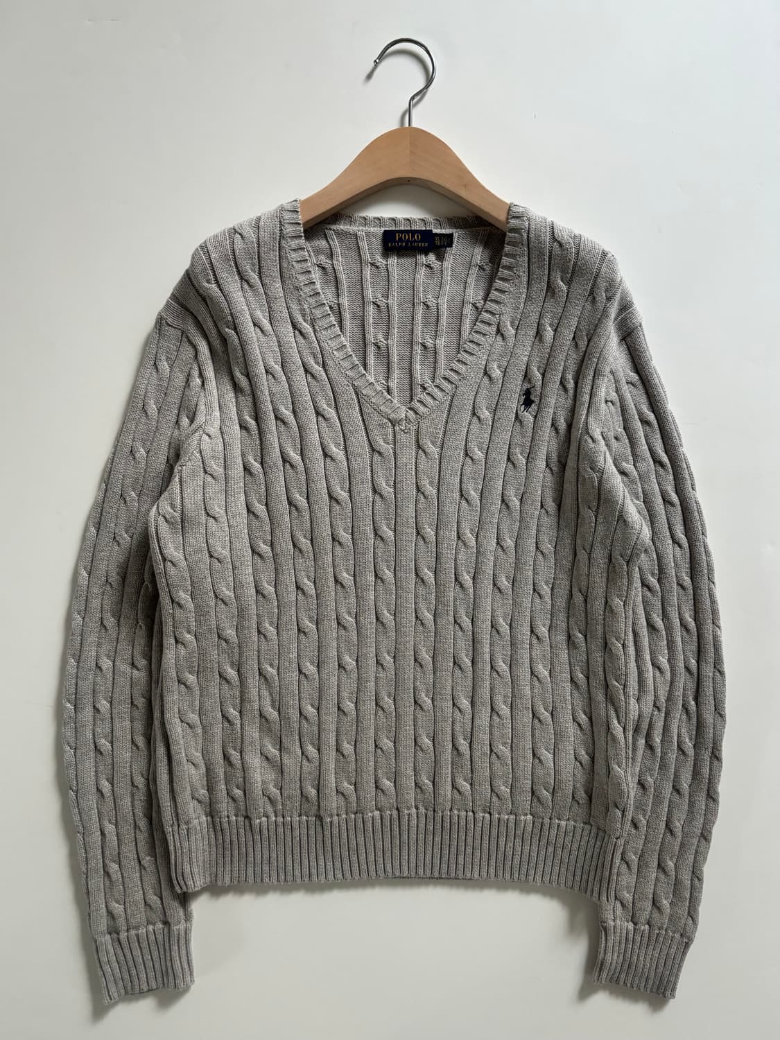 Polo 폴로 랄프로렌 신형 우먼라인 그레이 컬러 케이블 브이넥 니트 상품이미지1