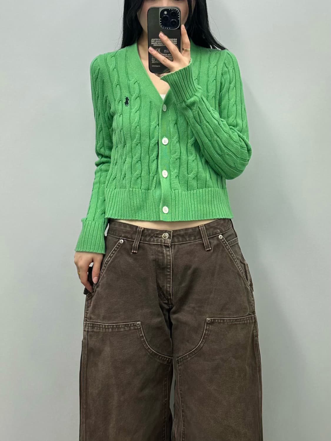 폴로 랄프로렌 신형 그린 꽈배기 니트 가디건 상품이미지1