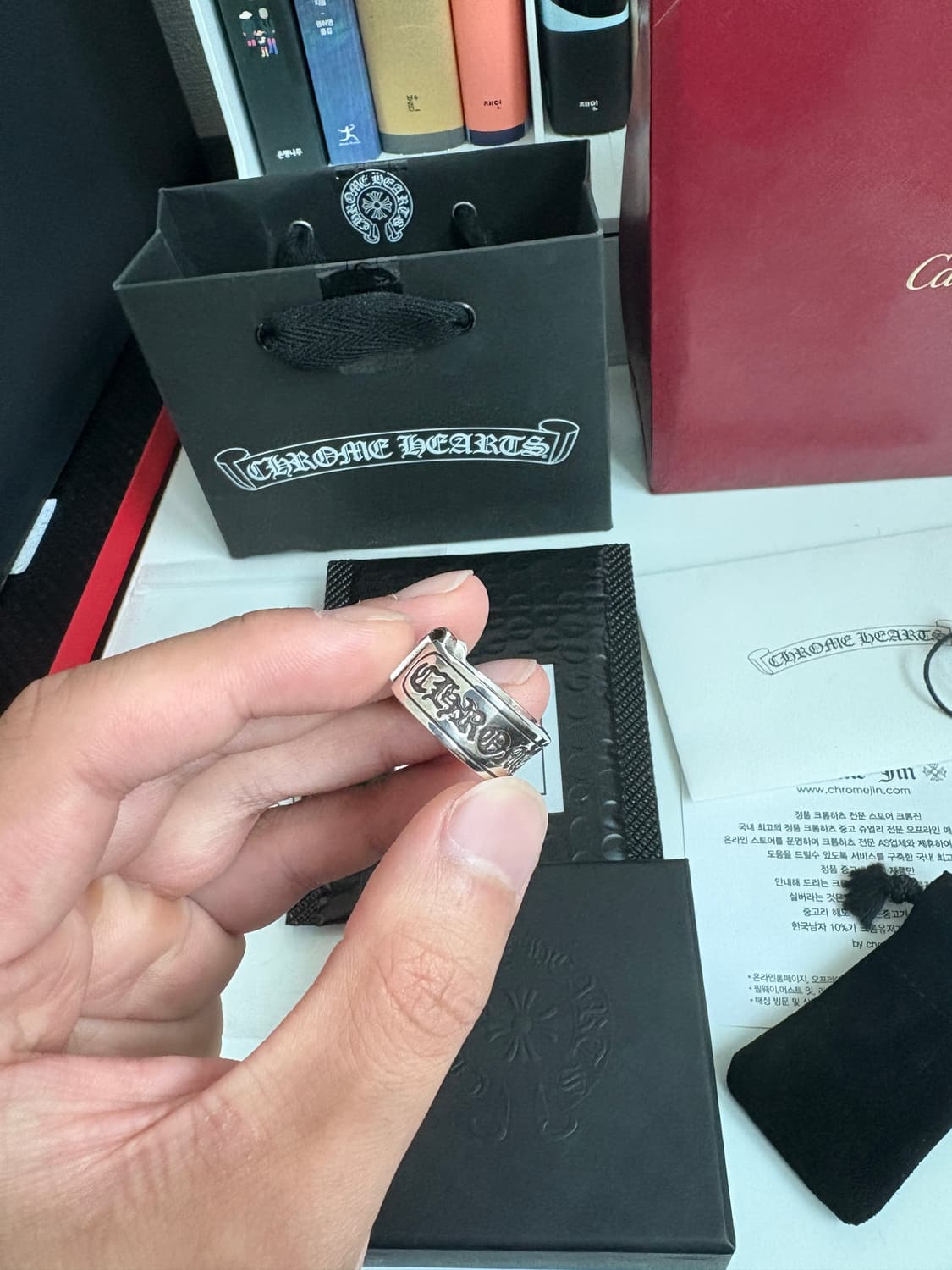 크롬하츠 스크롤라벨링 라지 새상품급 풀구성 판매 상품이미지3