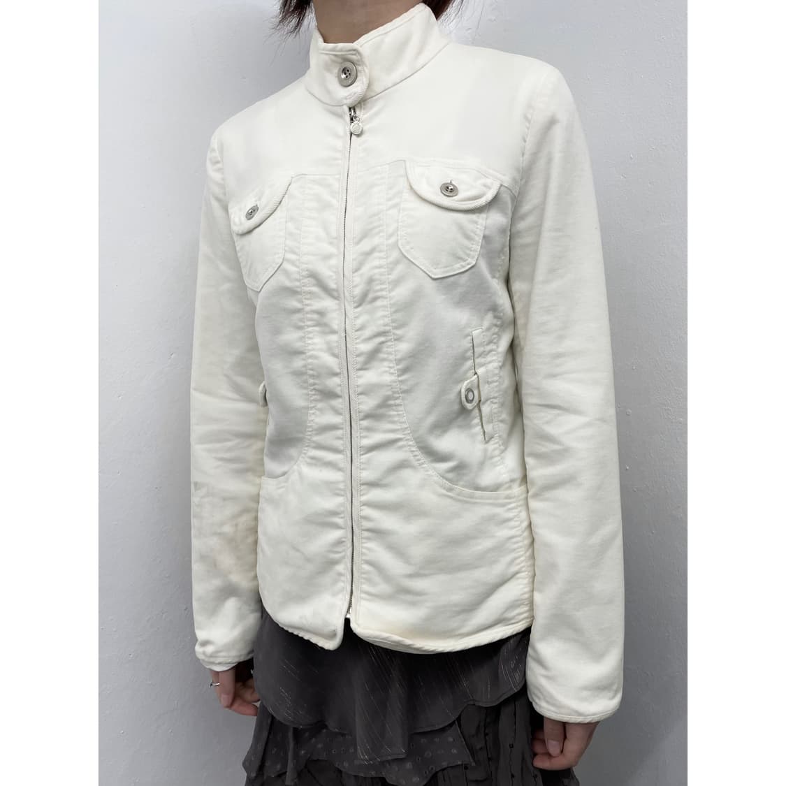 엘르 화이트 포켓 코듀로이 자켓 상품이미지1