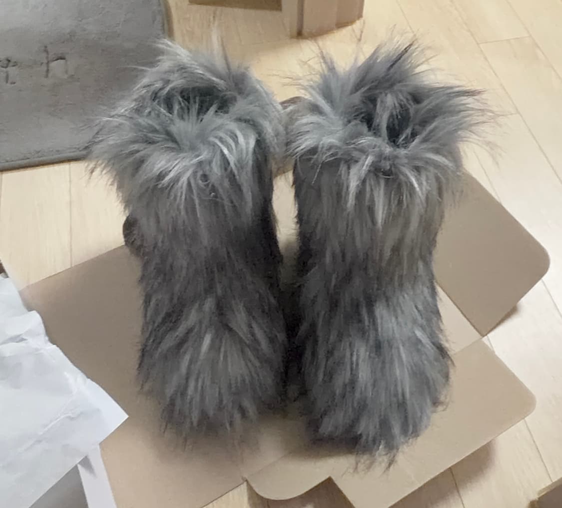 플로리다스튜디오 퍼 부츠 230 그레이 회색 털 부츠 상품이미지2