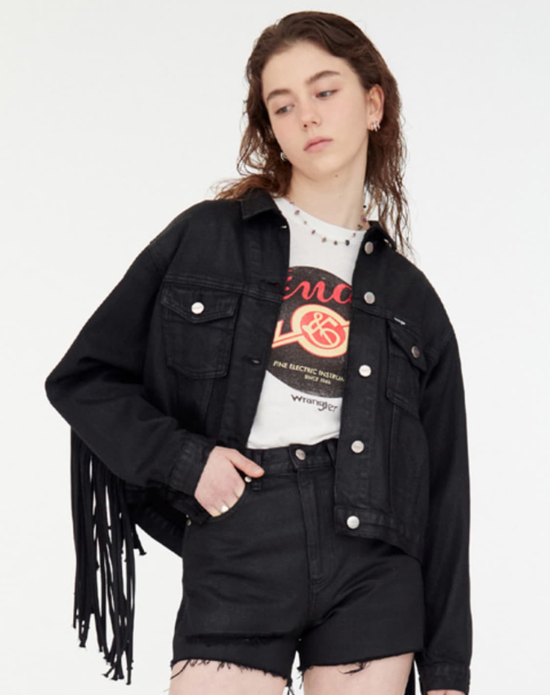 랭글러 X 펜더 프린지 데님 자켓 블랙 상품이미지8
