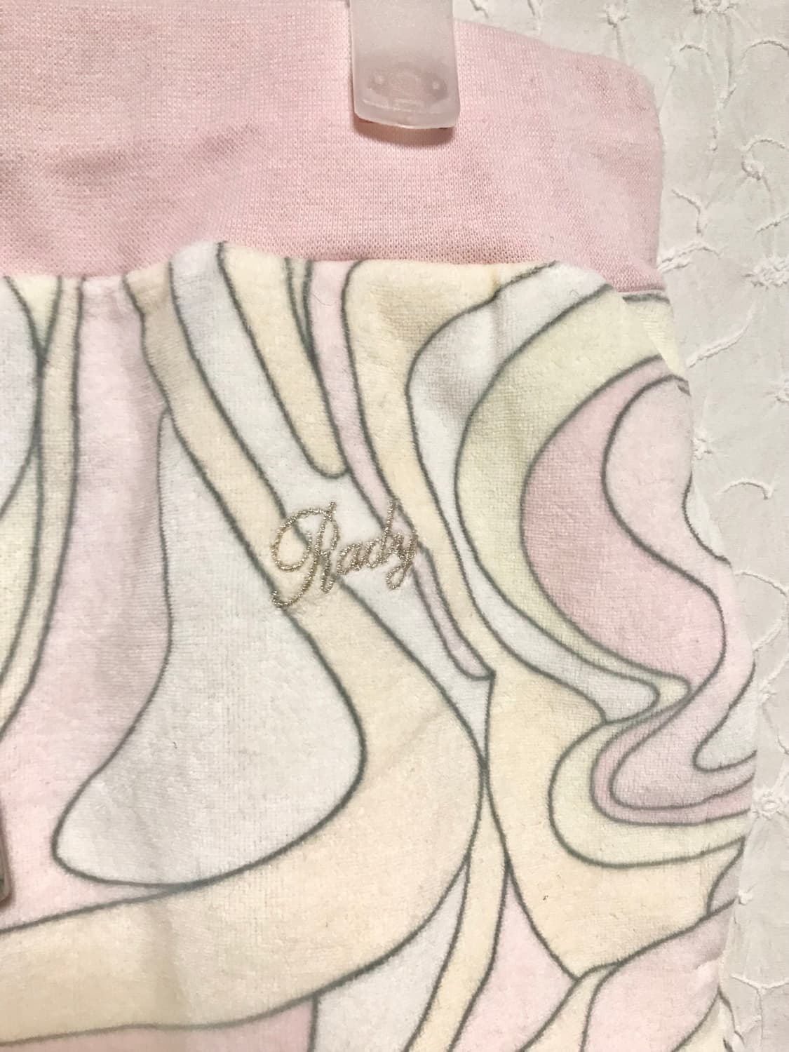 빈티지 rady 라디 갸루 핑크 마블 셋업 후드 집업 + 반바지 상품이미지6