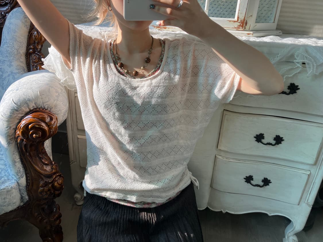 빈티지 하구미 레이어드 블라우스 상품이미지6