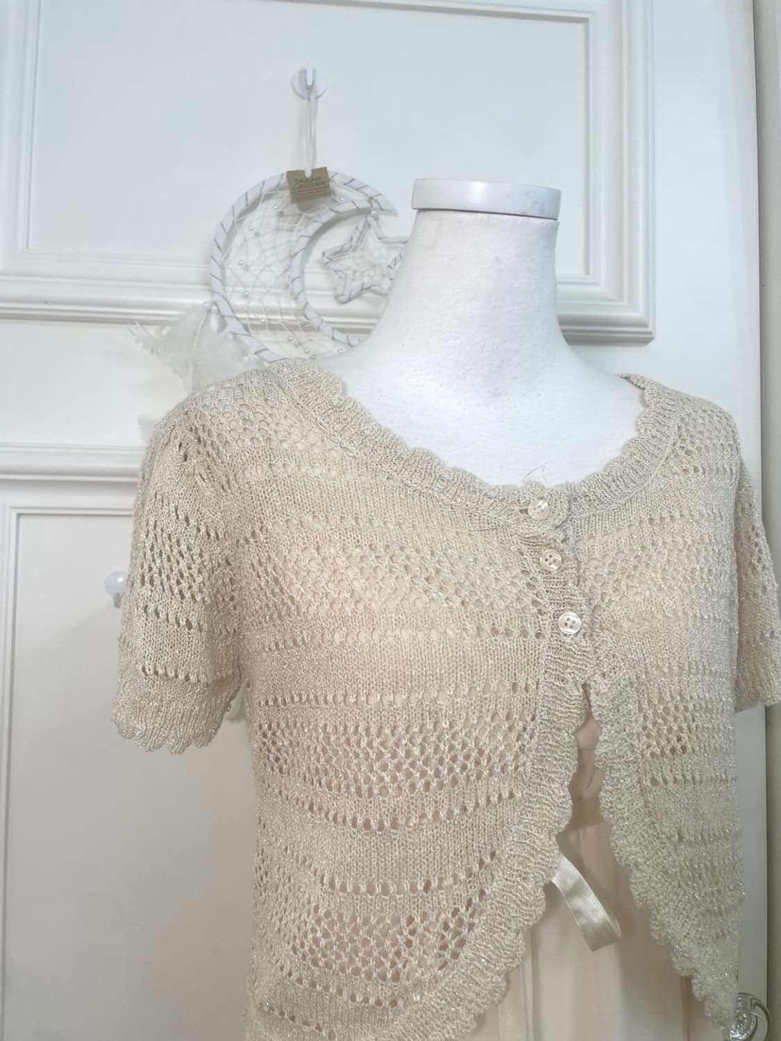 beige glitter mini crochet bolero 상품이미지6
