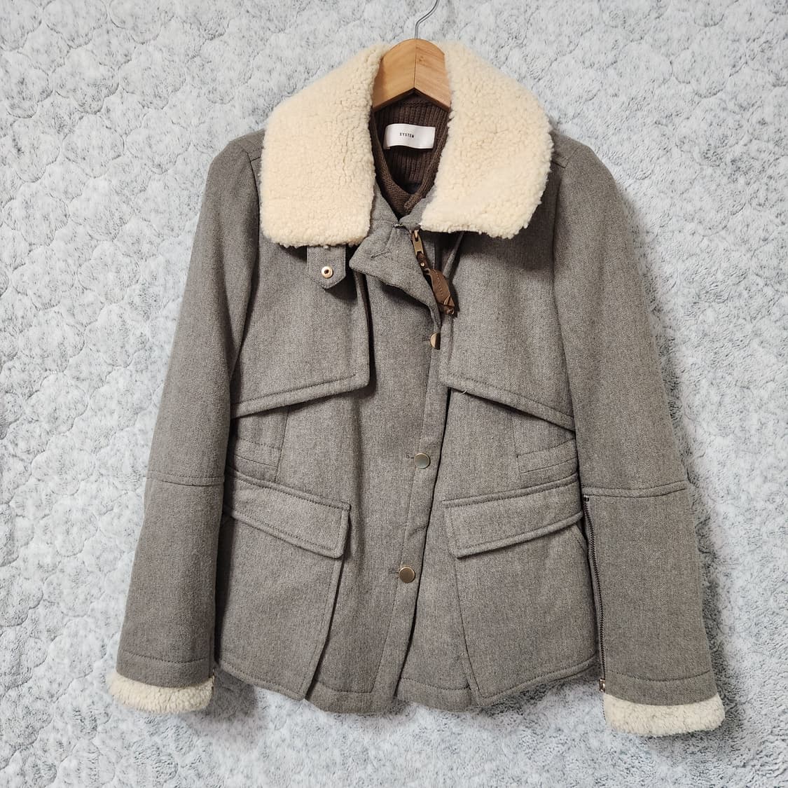 [82-94-160] 시스템 한섬 이태리원단 여성 숏 코트 상품이미지1