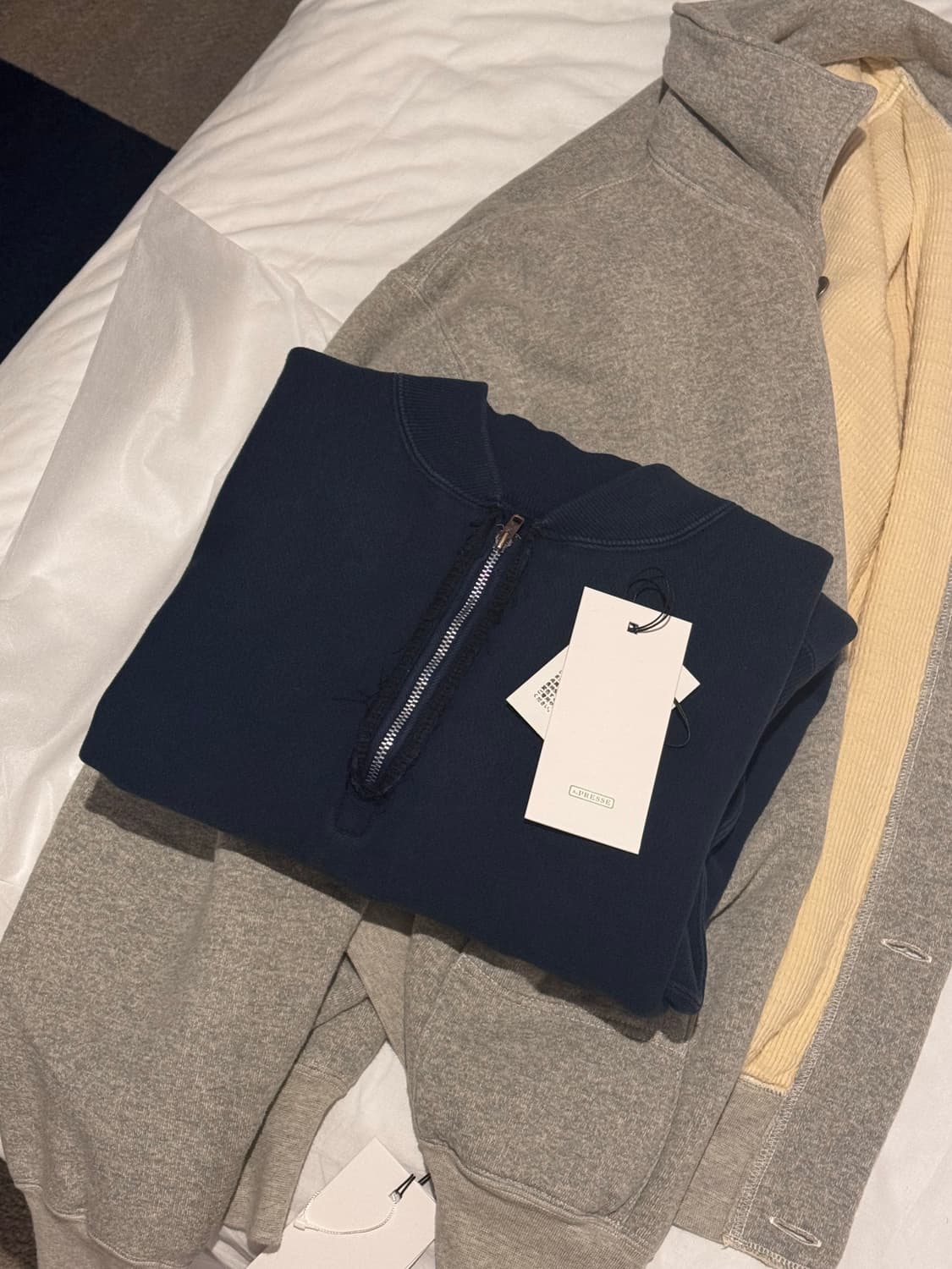 아프레쎄 하프 집 립 칼라 스웻셔츠 네이비 4사이즈 상품이미지2