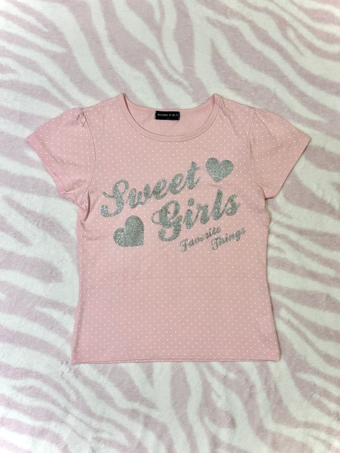 헤이세이 핑크 도트 실버글리터 레터링 T 히메갸루 반팔티셔츠 상품이미지2