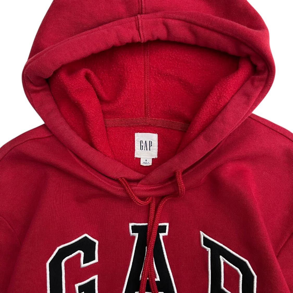 갭 블랙 센터로고 레드 후드 S 상품이미지5
