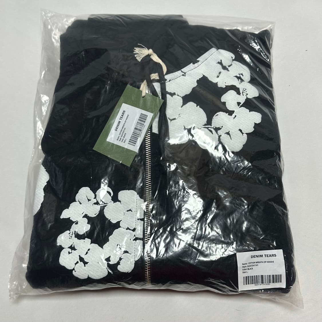 (L) 데님티어스 코튼 후드 집업 블랙 새제품 상품이미지3