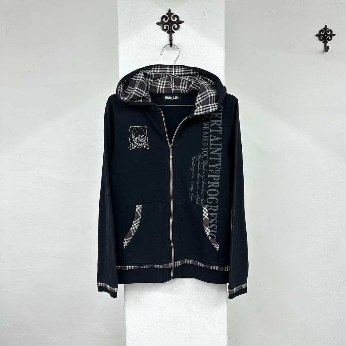Skull embroidery punk hood zip 상품이미지3