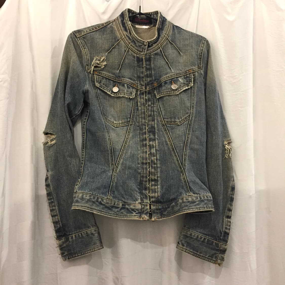 Dolce&Gabbana 워싱 디스트로이드 바이커 데님 자켓 상품이미지2