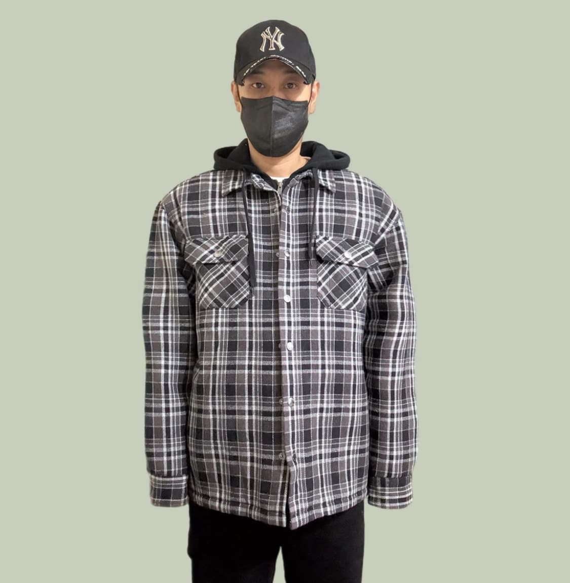 NoonGoons  후디 체크 플란넬 셔츠 패딩 집업자켓 상품이미지1