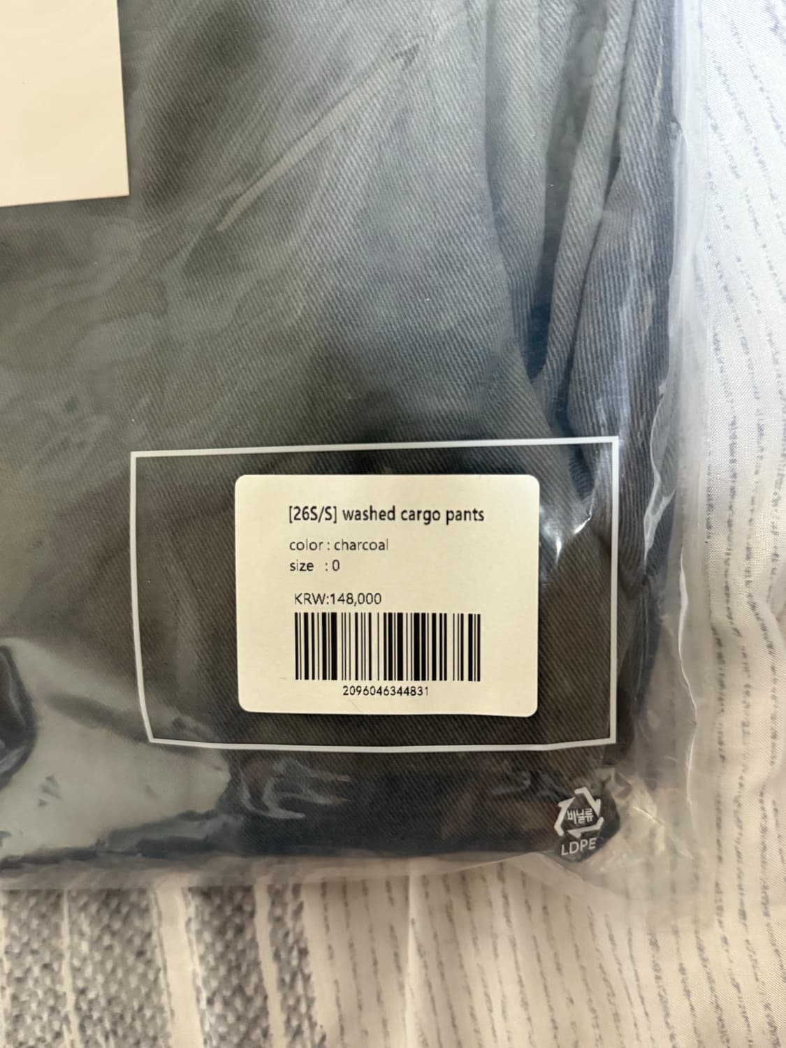 ⚡️미출시 (0, 새상품) 노운 26SS 워시드 카고 팬츠 차콜 상품이미지3