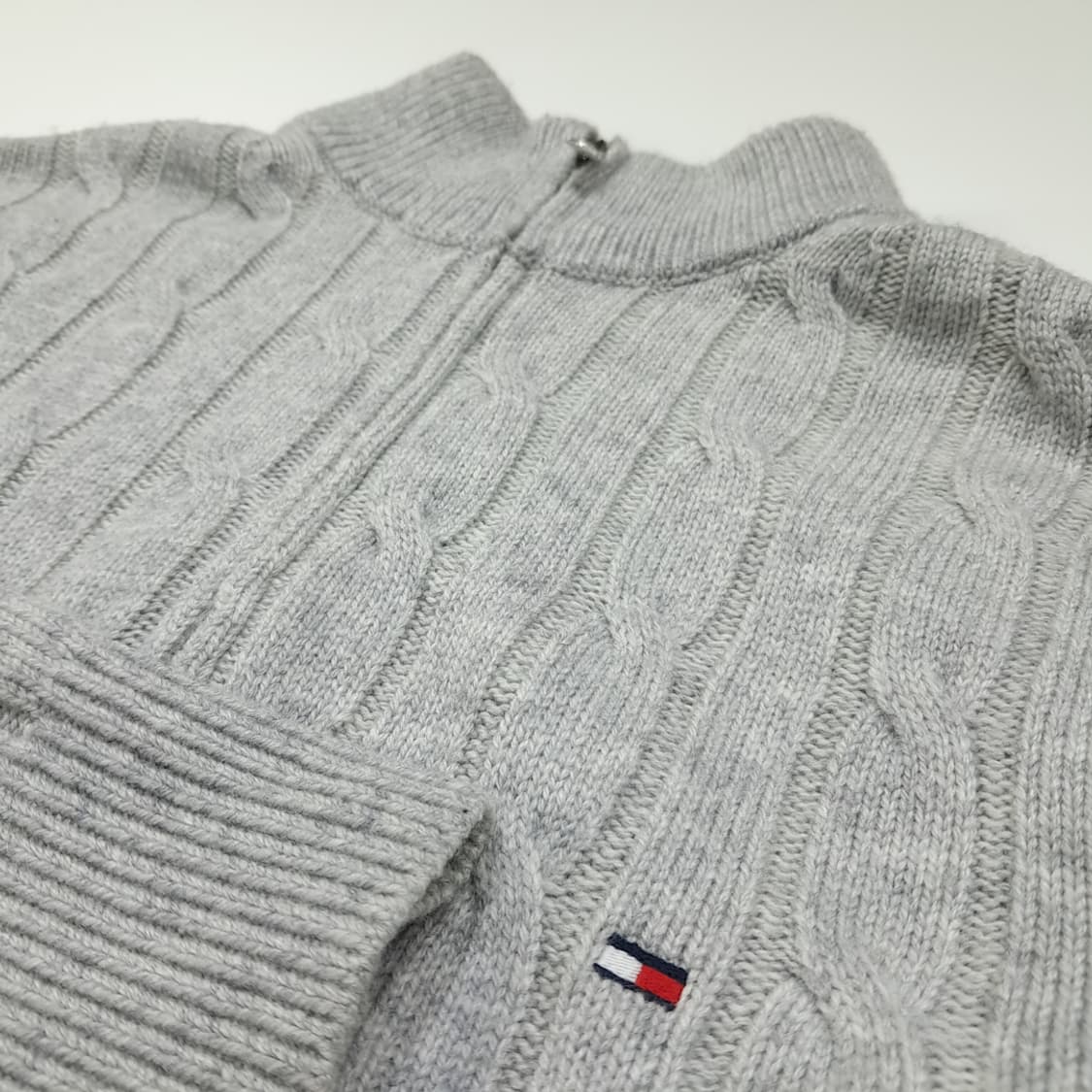 CL270 S 타미힐피거 램스울 케이블 하프집업 그레이 니트 상품이미지3