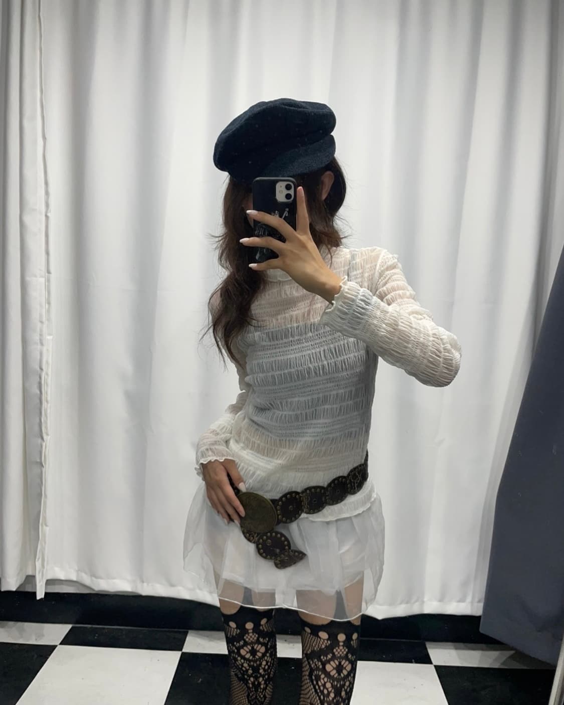 🎸화이트 씨스루 롱슬리브🎸 상품이미지3