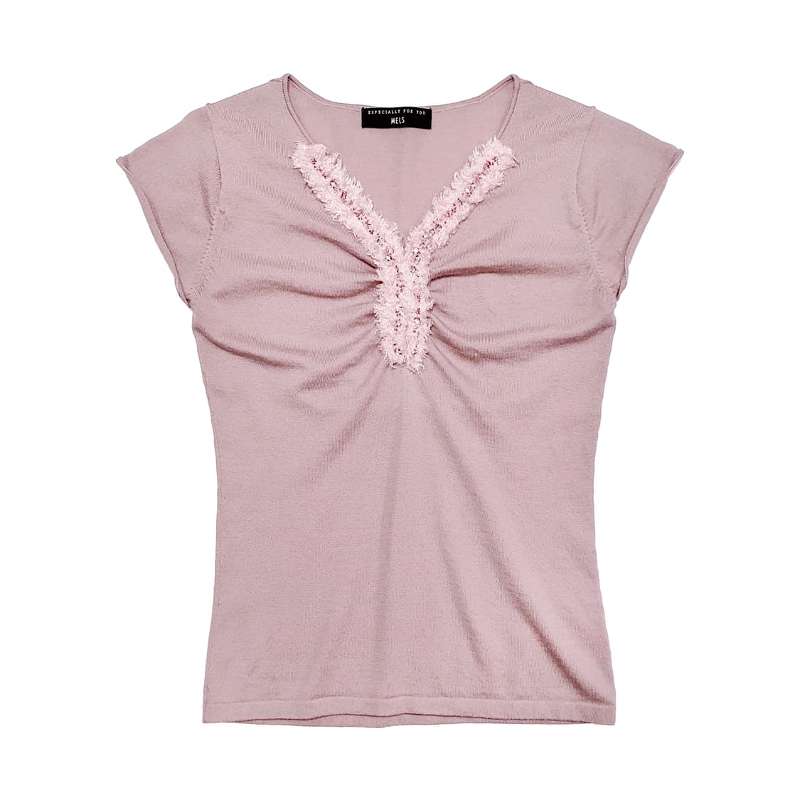 캐시미어 울 비즈 반소매 니트 탑 상품이미지2