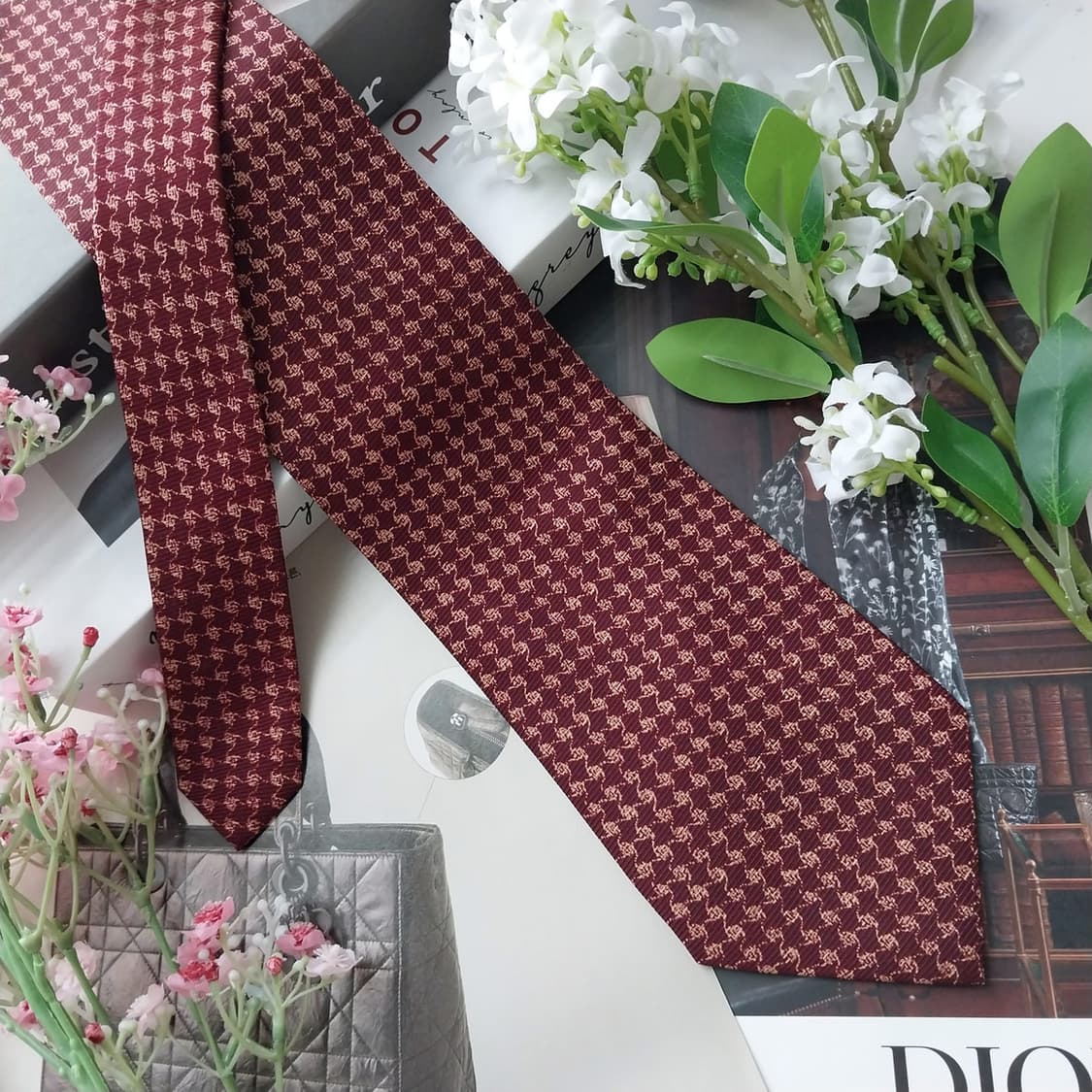 크리스찬 디올 넥타이 브라운 패턴 9.4cm A등급 K2090 상품이미지4