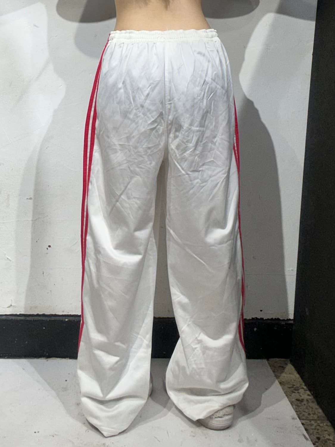 80s 아디다스 화이트 핑크 삼선 og 와이드 추리닝 바지 팬츠 L 상품이미지3