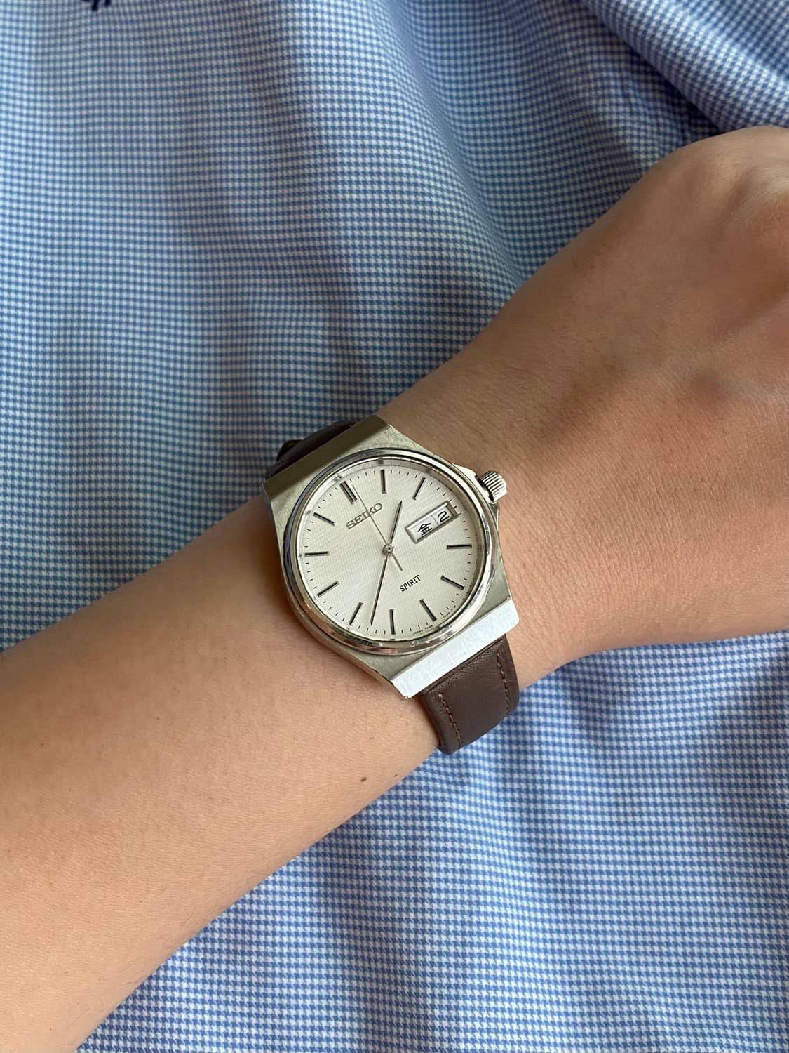 Seiko 세이코 쿼츠 데이데이트 브라운 레더 상품이미지4