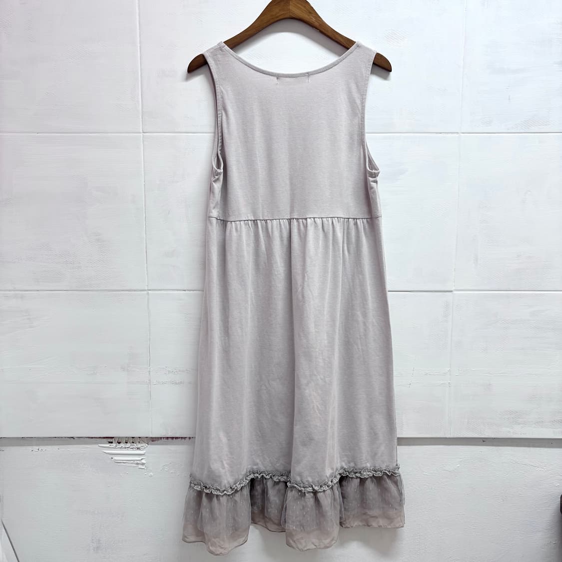 퍼플 그레이 코튼 레이스 캉캉 모리 쉬폰원피스  상품이미지4