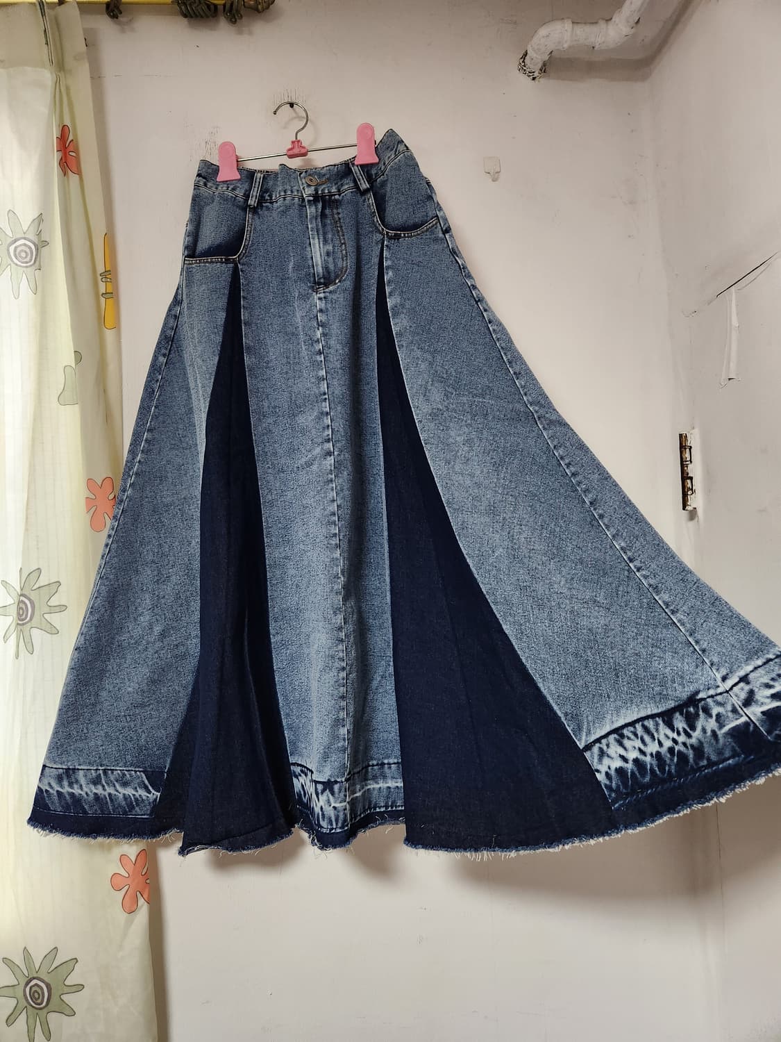 청/데님 플레어 롱 스커트 S 상품이미지4
