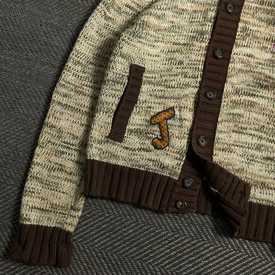 빈폴 진 올드스쿨 빅로고 엘보 패치 니트 집업y 4675 상품이미지7