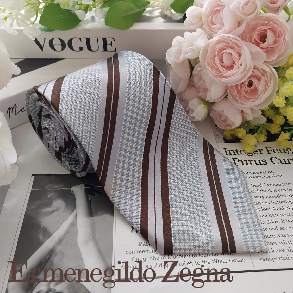 에르메네질도 제냐 실크 스트라이프 넥타이 9.6cm A등급 k2015 상품이미지2