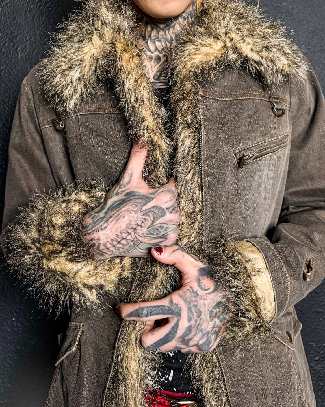 Brown fur trimmed jacket 상품이미지2