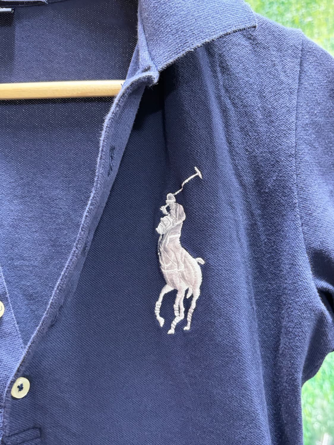 폴로 빅포니 네이비 반팔 원피스 슬림핏 롱 카라티 피케티 L 상품이미지10